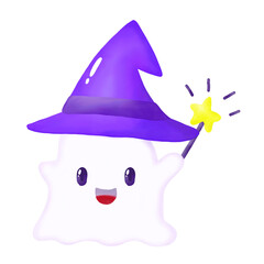 Watercolor Cute Ghost Clipart, Graphic