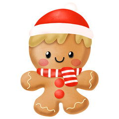 Gingerbread watercolor Clipart, Merry Christmas