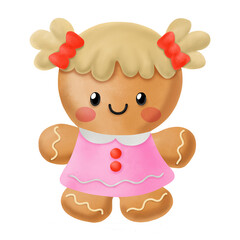 Gingerbread watercolor Clipart, Merry Christmas