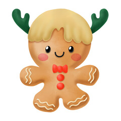 Gingerbread watercolor Clipart, Merry Christmas