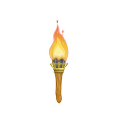 Cartoon medieval vector burning torch game asset