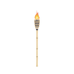 Tiki torch, burning beach bamboo lamp with fire - obrazy, fototapety, plakaty