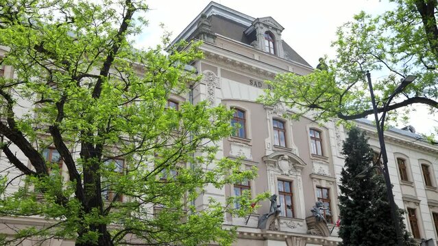 Exterior of Regional Court in Cieszyn, Poland, 4k video