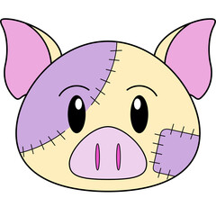 ハロウィンの豚のイラスト（アウトラインあり）
