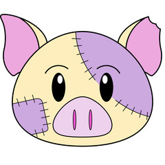 ハロウィンの豚のイラスト（アウトラインあり）