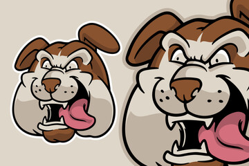 Naklejka premium bulldog head mascot vector illustration cartoon style