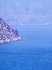 Beautiful landscape seacost with rocks at the sunny day