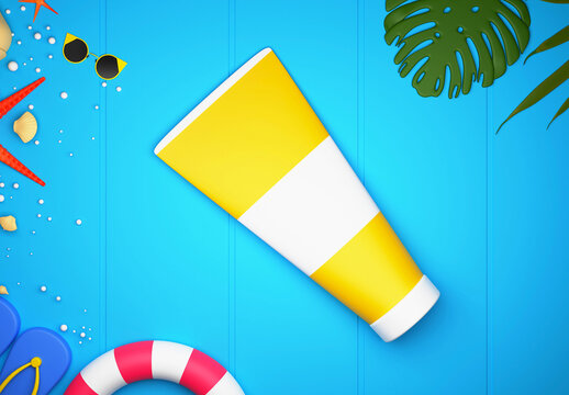 Summer Beauty Cosmetics Creme Product with Sunglasses
