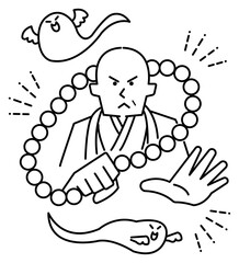 除霊をイメージしたイラスト　線画のみ