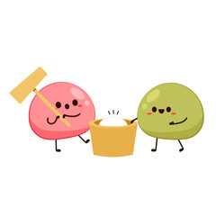 Making mochi vector. Mochi character design. Mochi vector.