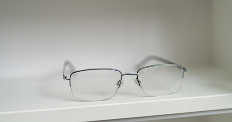 Fototapeta na wymiar New fashionable eyeglass lenses. Modern designed eyewear accessory.