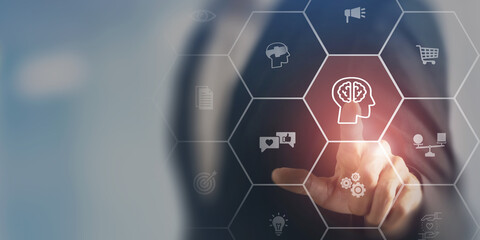 Neuromarketing concept. People's brains respond to advertising and other brand-related messages by...