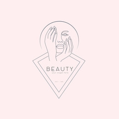 Abstract beauty woman feminine fashion female line logo minimal vector illustration
