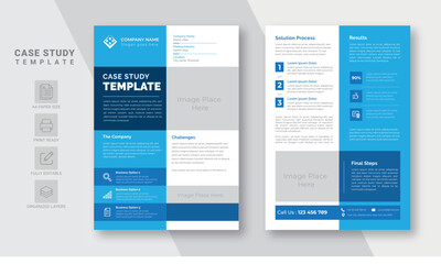 Business case study template | Case Study Booklet | Double Side Flyer Layout for business promotion | Easy to Customize and Scale