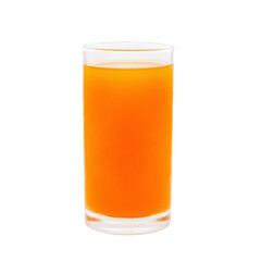 single glass of fresh orange juice isolated on white background