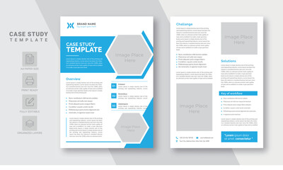 Case Study Template With Blue Edition for business promotion | Business Newsletter | Scalable & Editable	