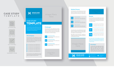 Case study template with creative concept blue variation for the purpose of business promote | Case Study Booklet | Easy Editable & Customize