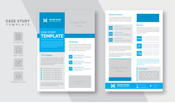 Case study template with creative concept blue variation for the purpose of business promote | Case Study Booklet | Easy Editable & Customize