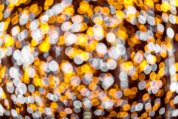 Abstract Blurred focus of bulb light at night, bokeh background
