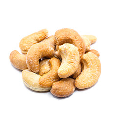 roasted cashew nuts on a white background