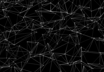 abstract black and white plexus glowing lines background