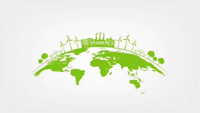 Eco friendly and Green city, Sustainable development concept, Earth day and World environment day, vector illustration