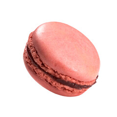 Raspberry flavor macaron isolated with transparent background