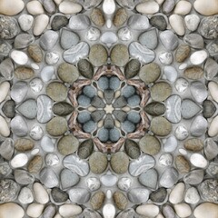 floral fantasy pebble hexagonal kaleidoscopic patterns in grey