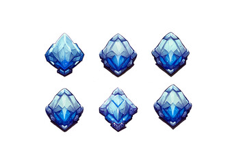 Fototapeta premium Set of stones, diamonds, illustration, gamedev, game art 