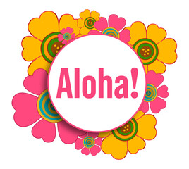 Aloha Floral White Circular Text 