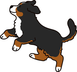 Simple and adorable Mountain Dog illustration jumping