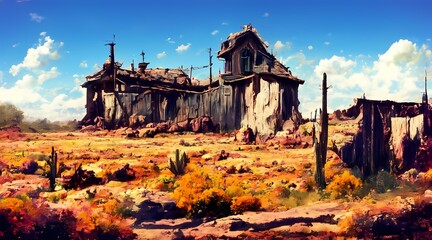 Fototapeta na wymiar grunge background with wild west landscape 