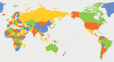 Obraz na płótnie Canvas World map - Asia, Australia and Pacific Ocean centered