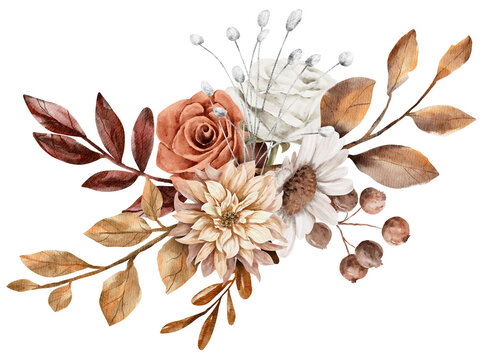Dry Flower Bouquet On White Background Vintage Color Style Stock Photo,  Picture and Royalty Free Image. Image 65322190.