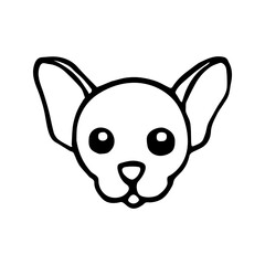 Doodle chuhuahua dog head. Hand drawn vector illustration isolated on white background