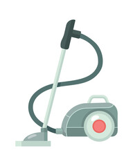 Vacuum cleaner semi flat color vector object. Domestic appliance. Editable element. Full sized item on white. Chores simple cartoon style illustration for web graphic design and animation