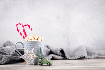 Christmas candy cane cozy background.
