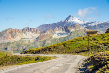 View at Nature and mountains from Col de l Iseran pass in Savoie Alps - France