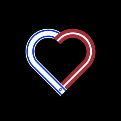 unity concept. heart ribbon icon of israel and latvia flags. vector illustration isolated on black background - obrazy, fototapety, plakaty