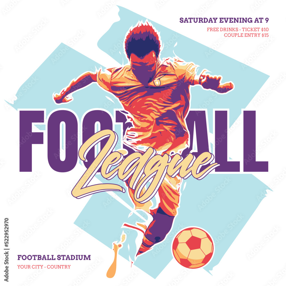 Wall mural football soccer league flyer template