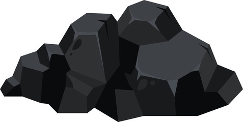 Cartoon coal heap or pile, charcoal and hardcoal