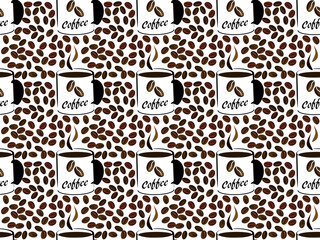 Seamless patterns. Fun shapes. Coffee Vector illustration.