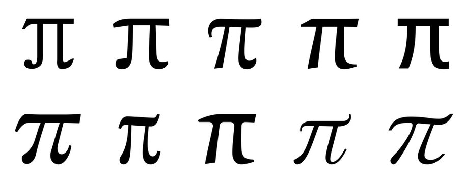 Pi symbol set. Pi greek letter icon. Vector illustration isolated on white background