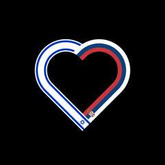 unity concept. heart ribbon icon of israel and serbia flags. vector illustration isolated on black background