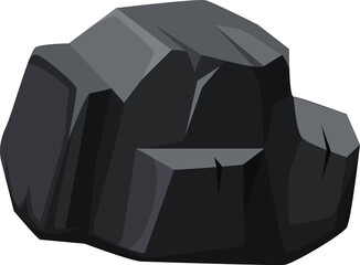 Cartoon coal ore nugget, single, charcoal lump