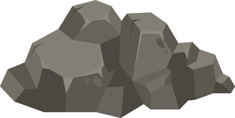 Cartoon grey rock, single stone, boulder, rubble © Vector Tradition