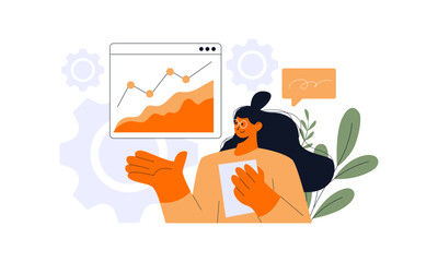 Flat vector design statistical and Data analysis for business finance investment concept. Flat vector illustration isolated on white background