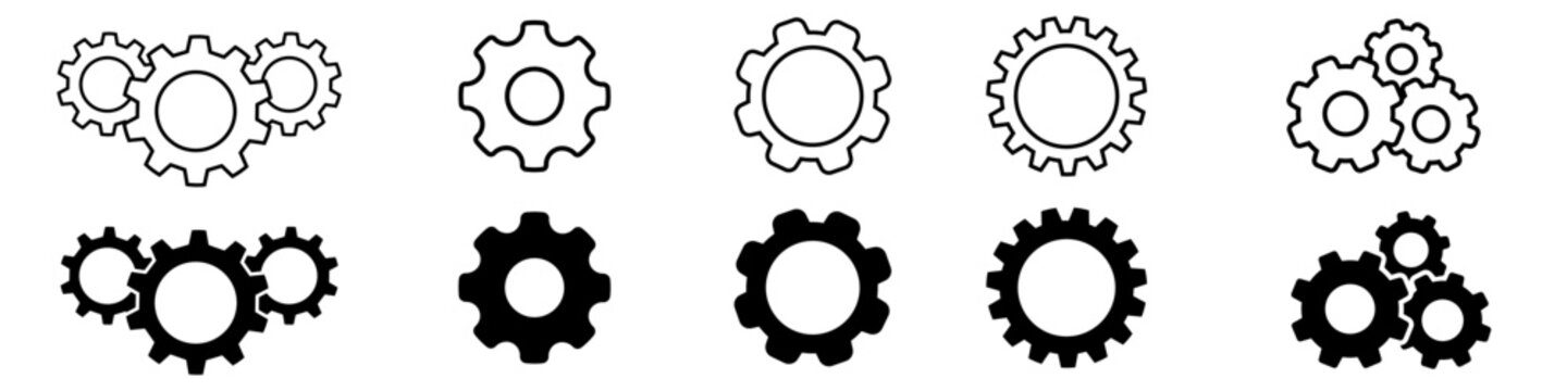 Gear icon vector set. Mechanics icon vector set. Engineering symbol or logo.