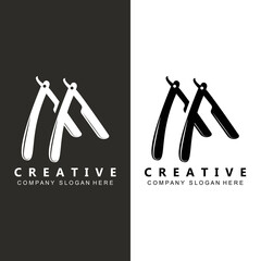 Barber tool scissors logo icon background symbol