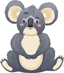Fluffy australian koala bear cartoon character sit